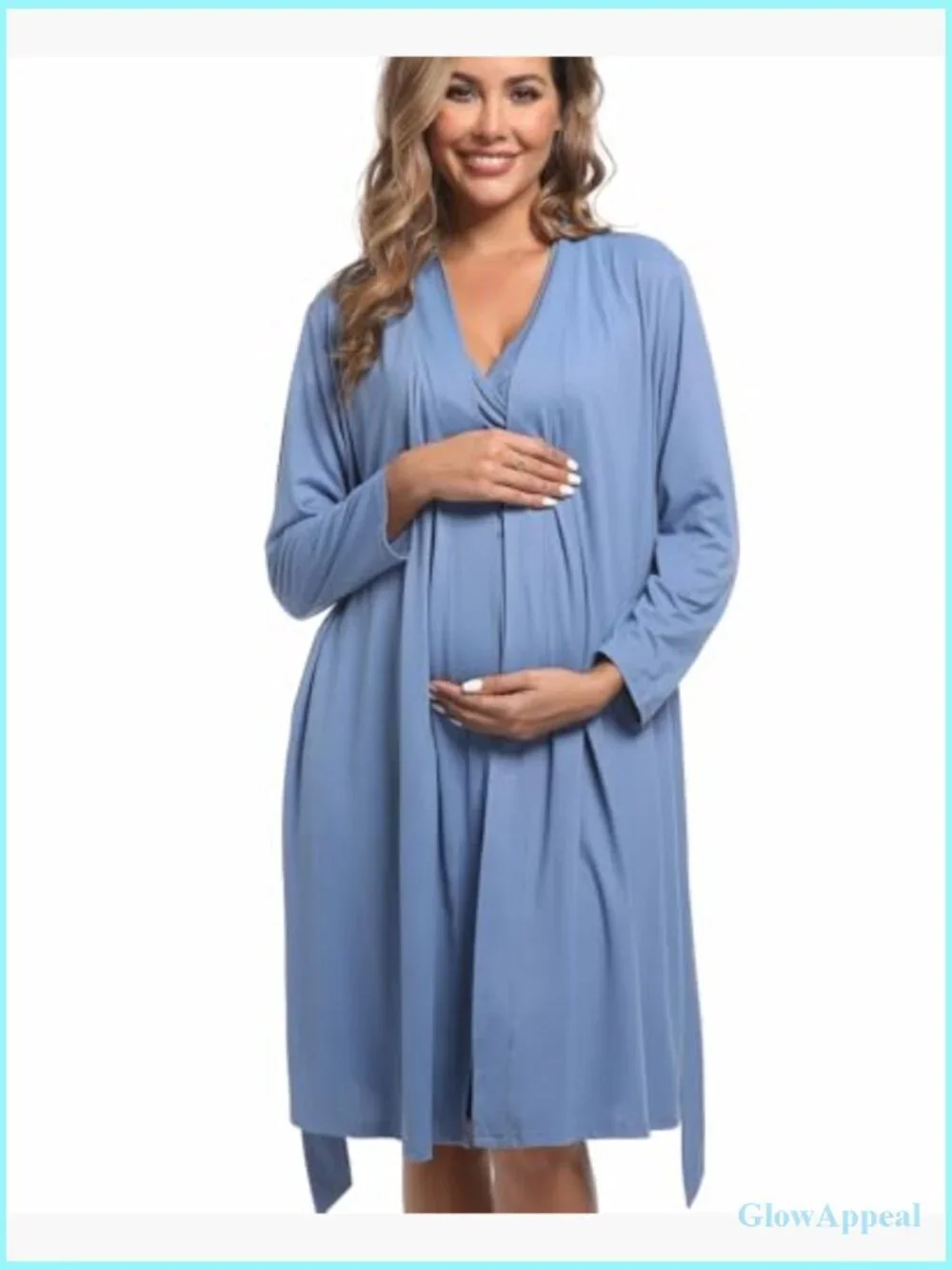 Maternity Robe Set with Swaddle Blanket, Nursing Wear, Size Large